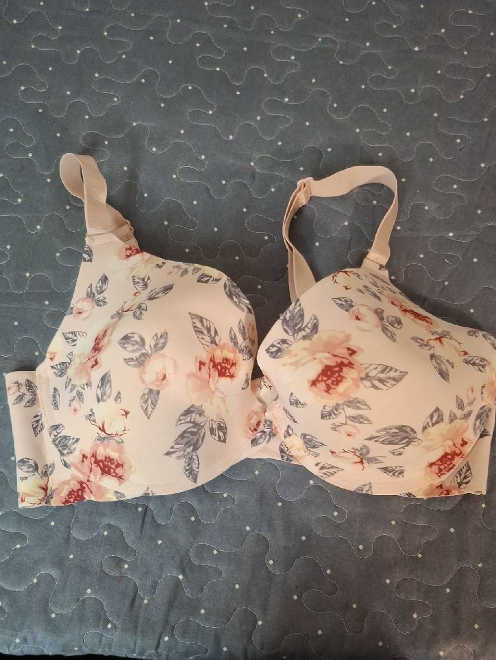 Kathy Ireland Floral Print Light Pink Underwire Bra size 36DD